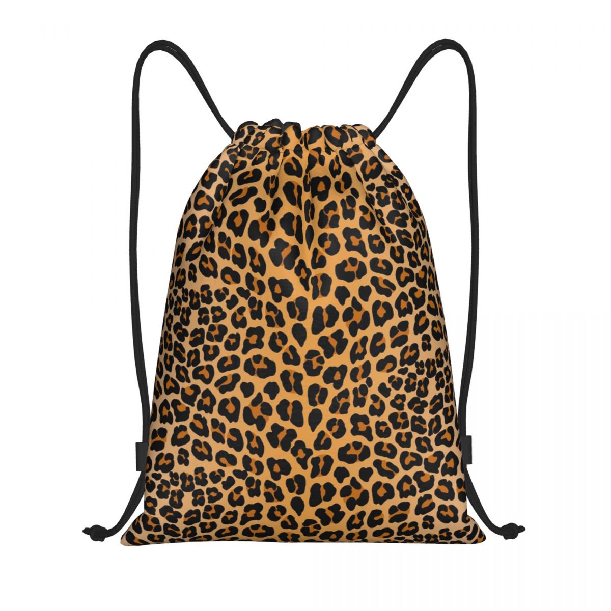 Women'S Yoga Bags - 맞춤형 레오파드 프린트 드로스트링 백팩 가방