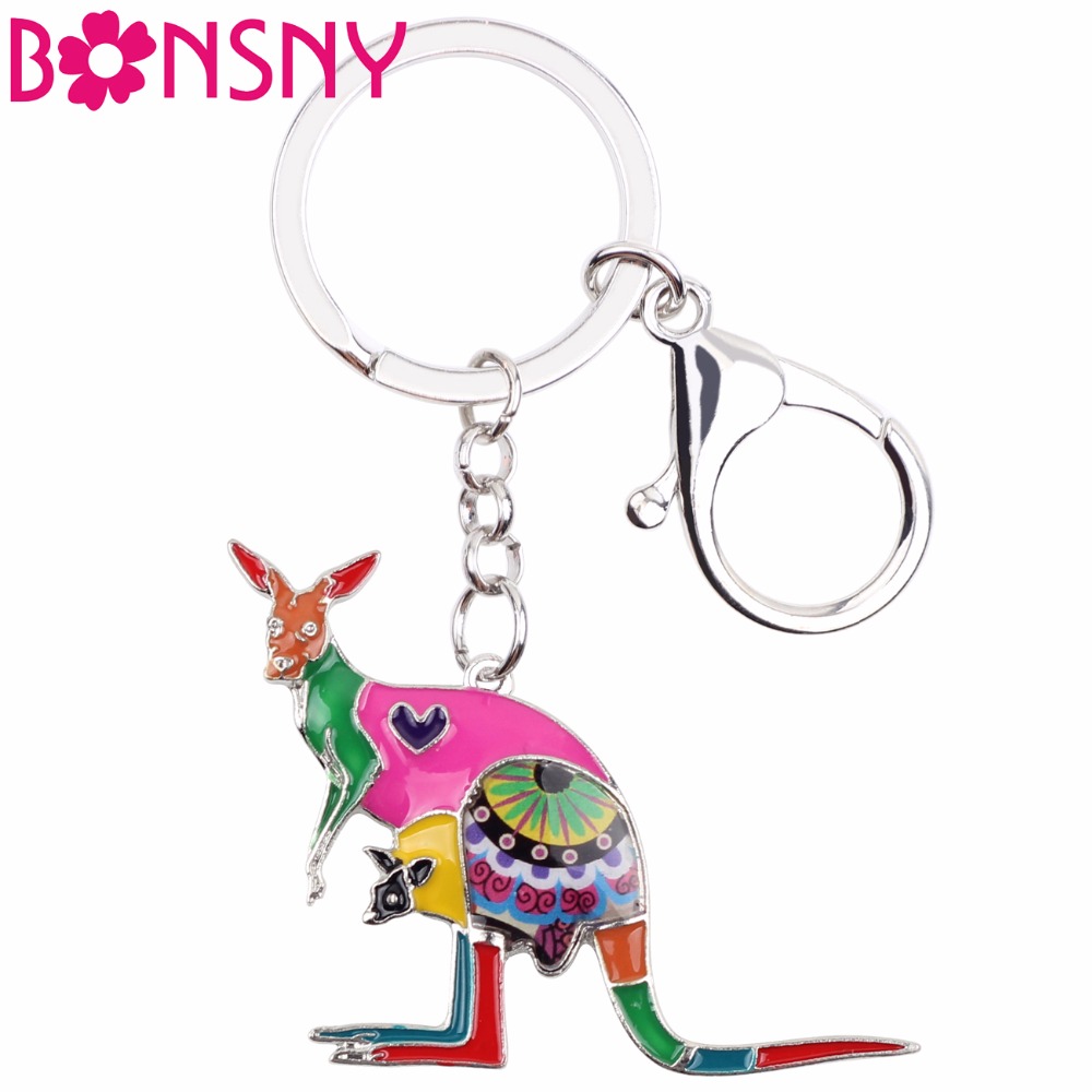 Women Bags Australia - Bonsny 에나멜 꽃 호주 캥거루 열쇠