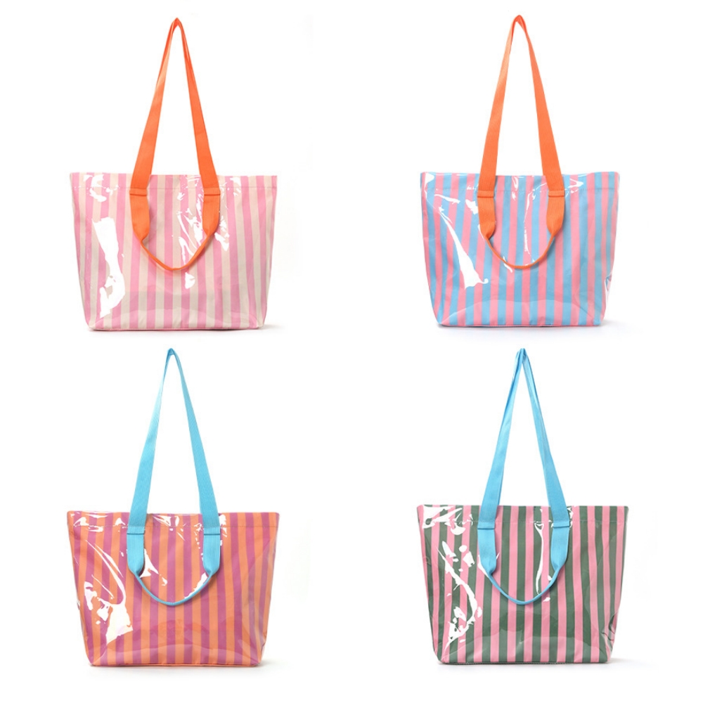 Women'S Reebok Bags - 여성용 다채로운 줄무늬 토트 백 방수