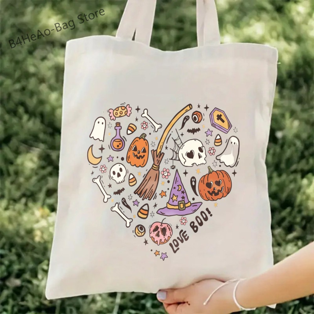 Women'S Yoga Bags - 할로윈 무서운 테마 캔버스 가방 대용량