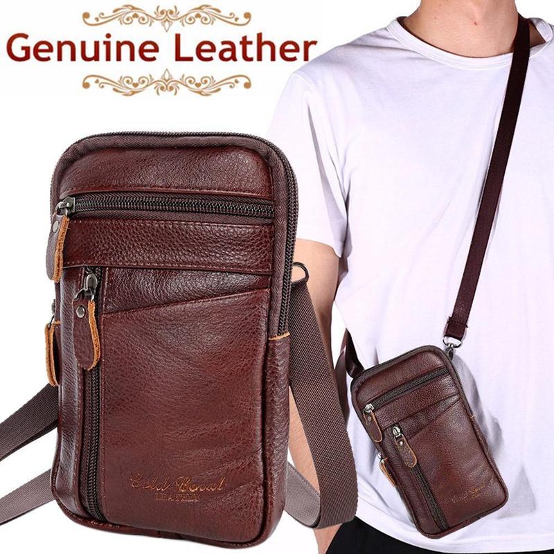 Saddle Bag Leather - 남성용 정품 가죽 가방 수직형 휴대폰