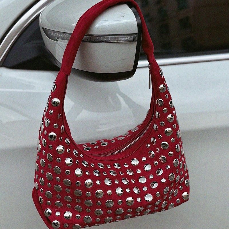 Women Bags High End Brands - 새로운 고급 가죽 리벳 버킷 백