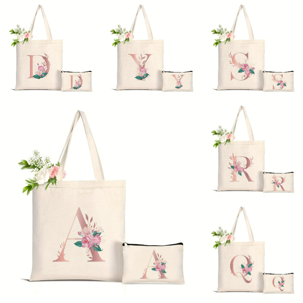 Women'S Yoga Bags - 1개 플로럴 러브레터 프린트 토트백 대용량