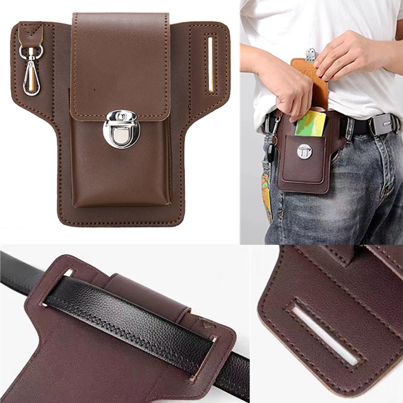 Saddle Bag Leather - 남성용 다기능 PU 가죽 허리 가방,