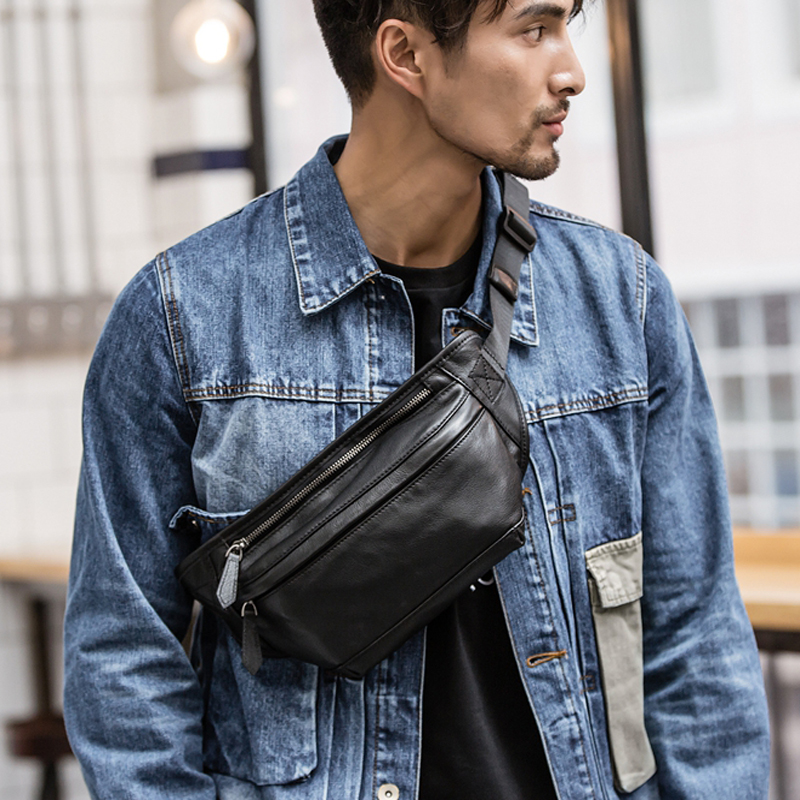 Saddle Bag Leather - 새로운 패션 남성용 천연 가죽 허리