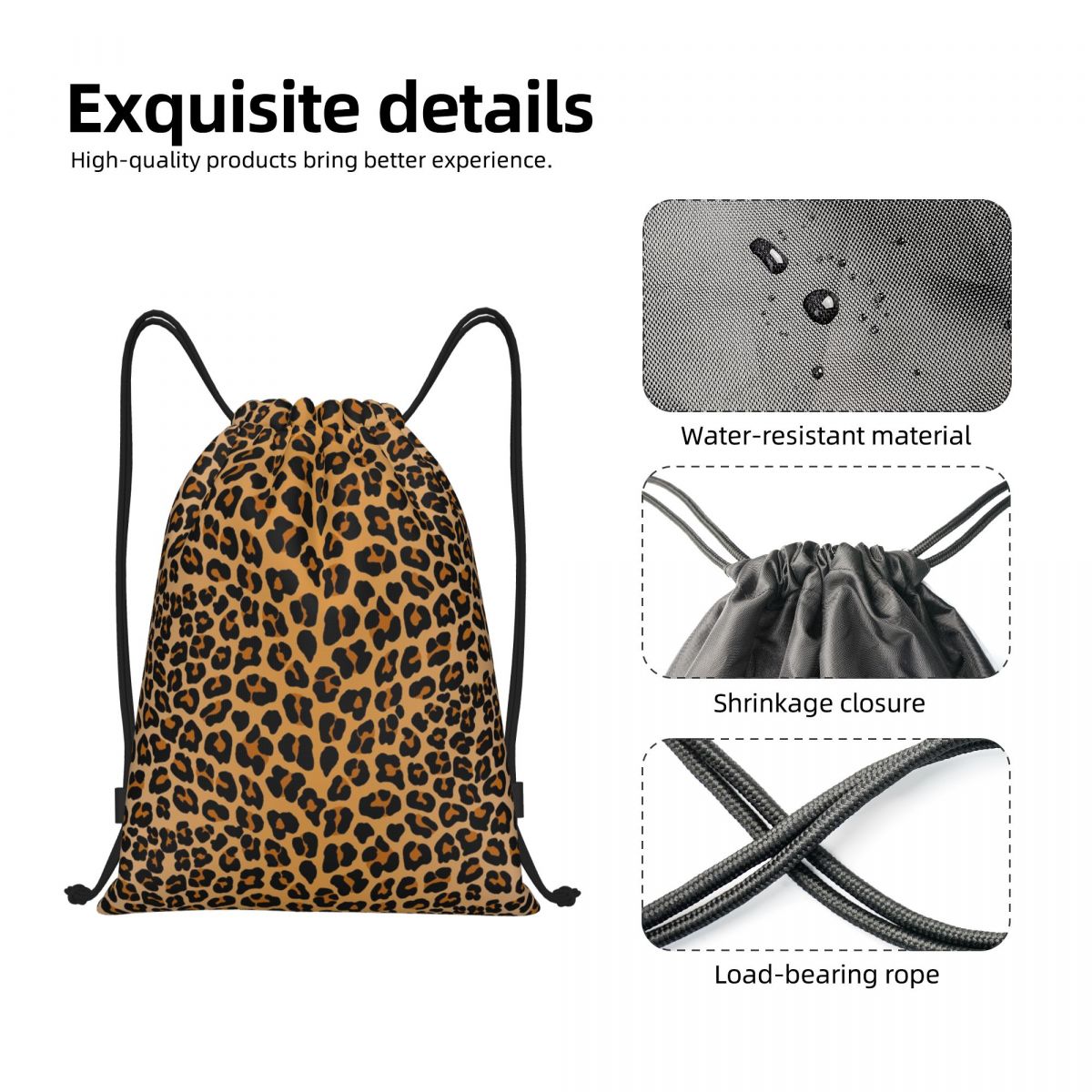 맞춤형 레오파드 프린트 드로스트링 백팩 가방 여성 남성 - Women'S Yoga Bags 리뷰 및 가격