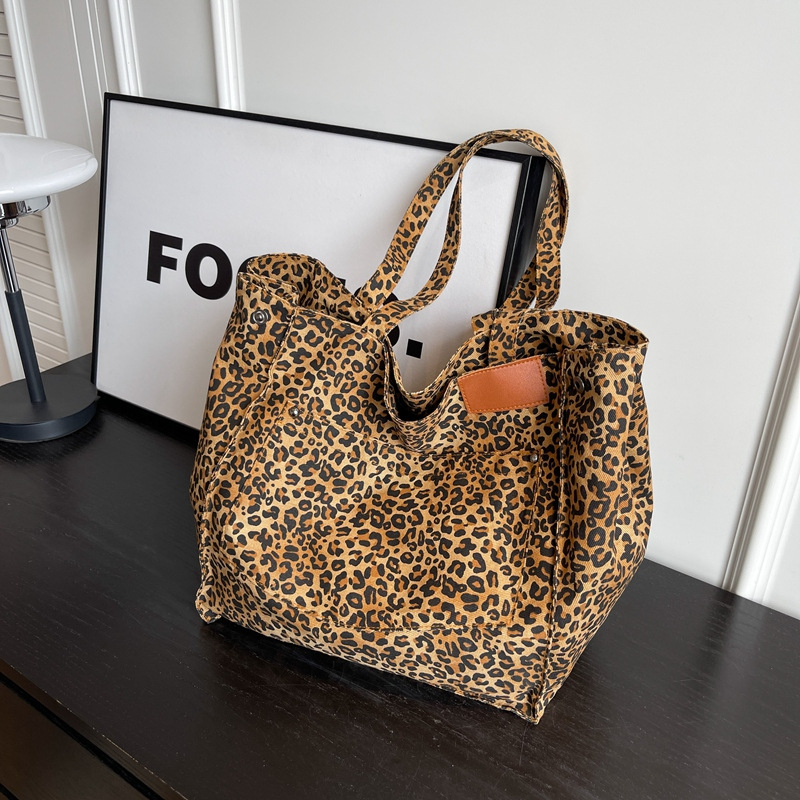레오파드 패턴 토트백 빈티지 캔버스 숄더백 패션 대용량 - Women Bags Office 리뷰 및 가격