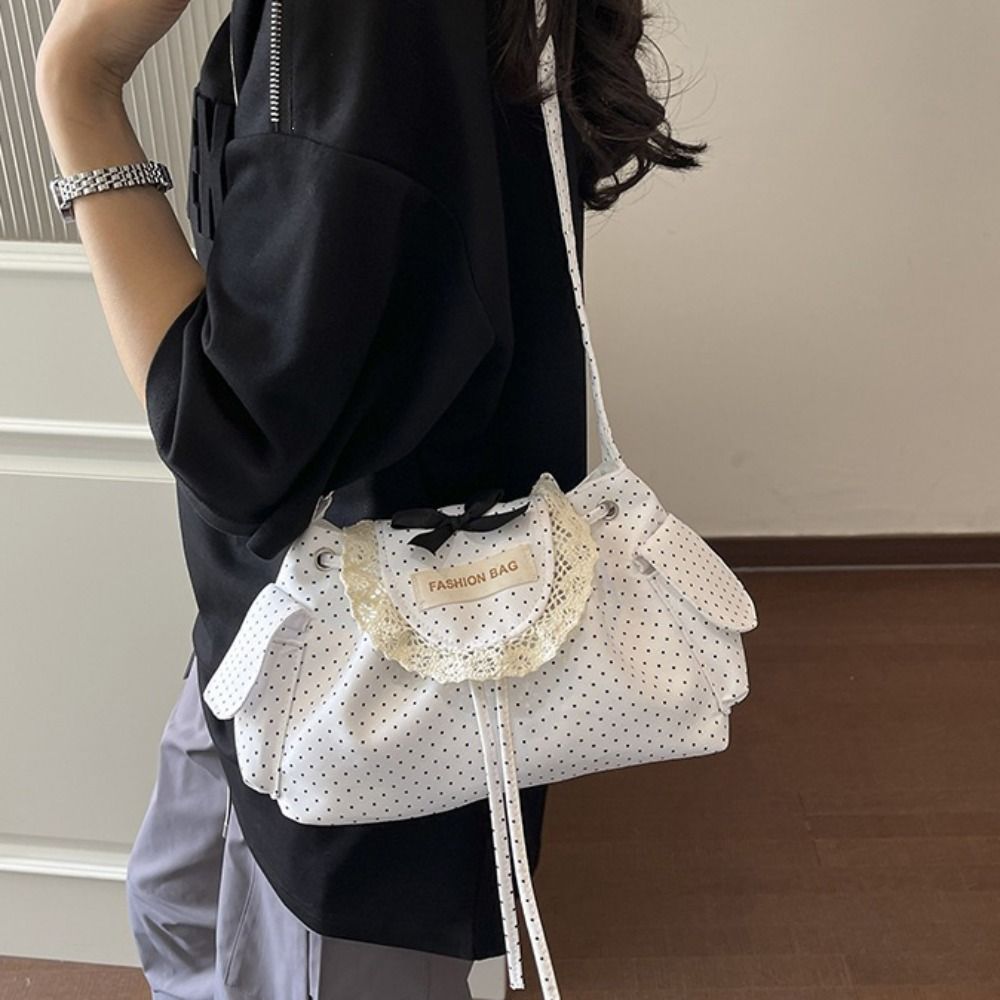 달콤한 한국 스타일 폴카 도트 숄더백 귀여운 캔버스 레 - Women Bags Crossbody 리뷰 및 가격