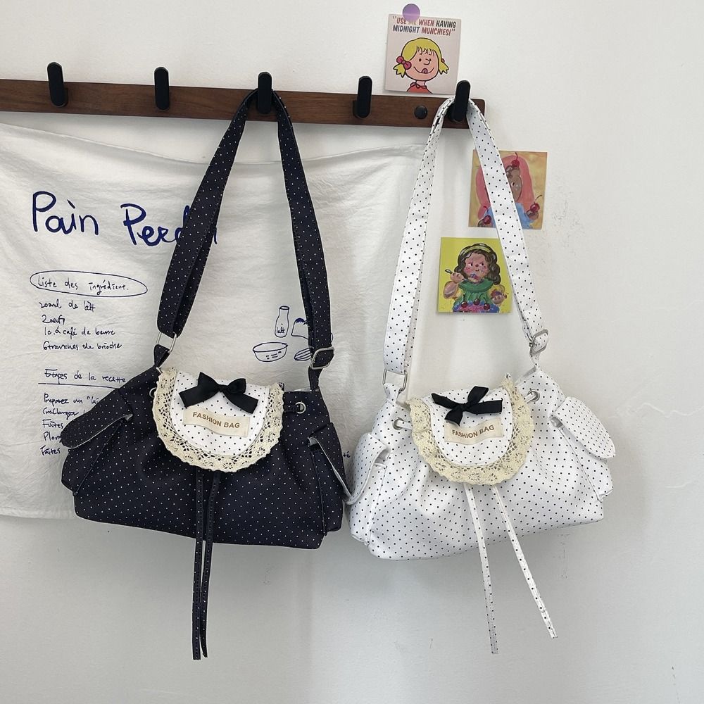 달콤한 한국 스타일 폴카 도트 숄더백 귀여운 캔버스 레 - Women Bags Crossbody 리뷰 및 가격