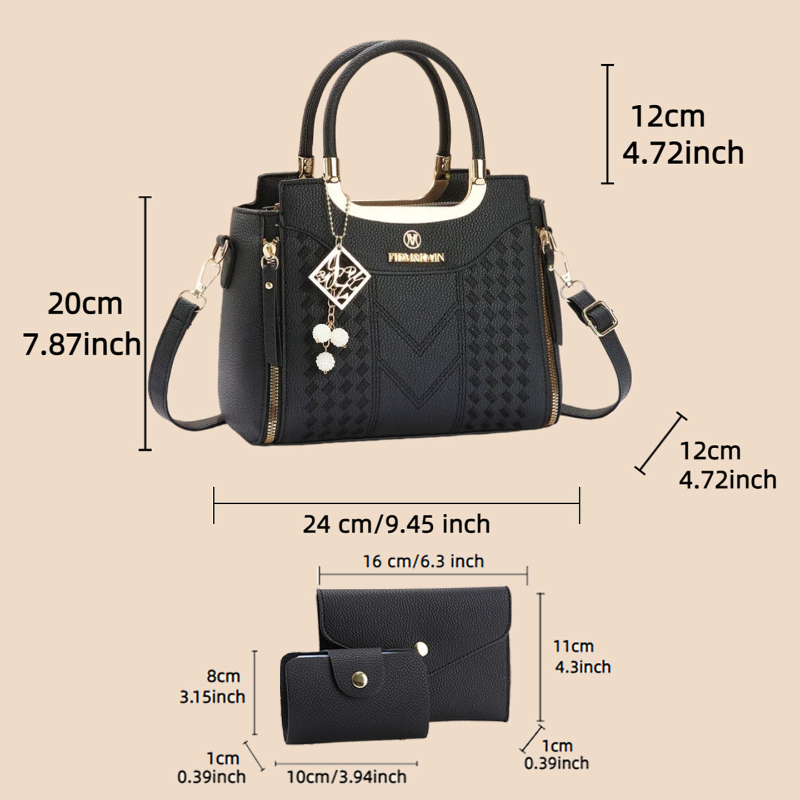 리치 그레인 PU 가죽으로 제작된 3종 핸드백 세트.  - Women Bags Crossbody 리뷰 및 가격