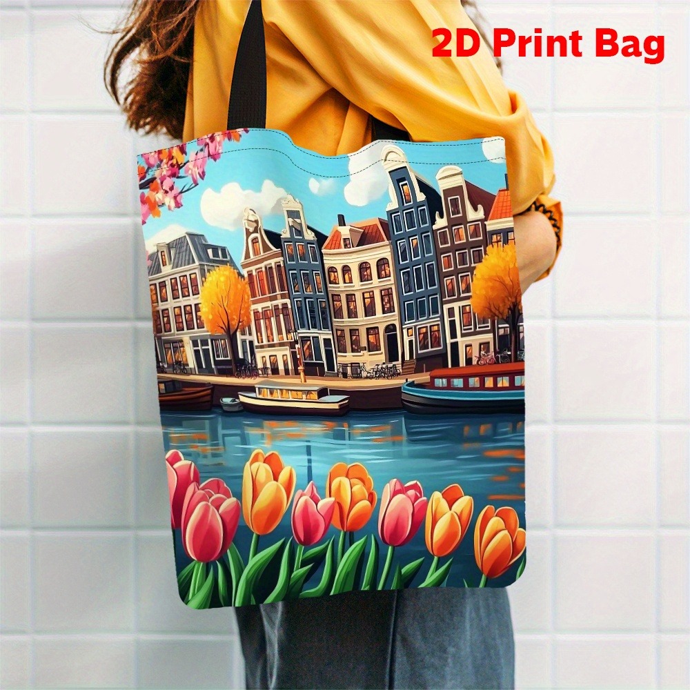 1pc 프린트 토트백, 꽃으로 둘러싸인 로마의 콜로세움 - Women Bags Rome 리뷰 및 가격