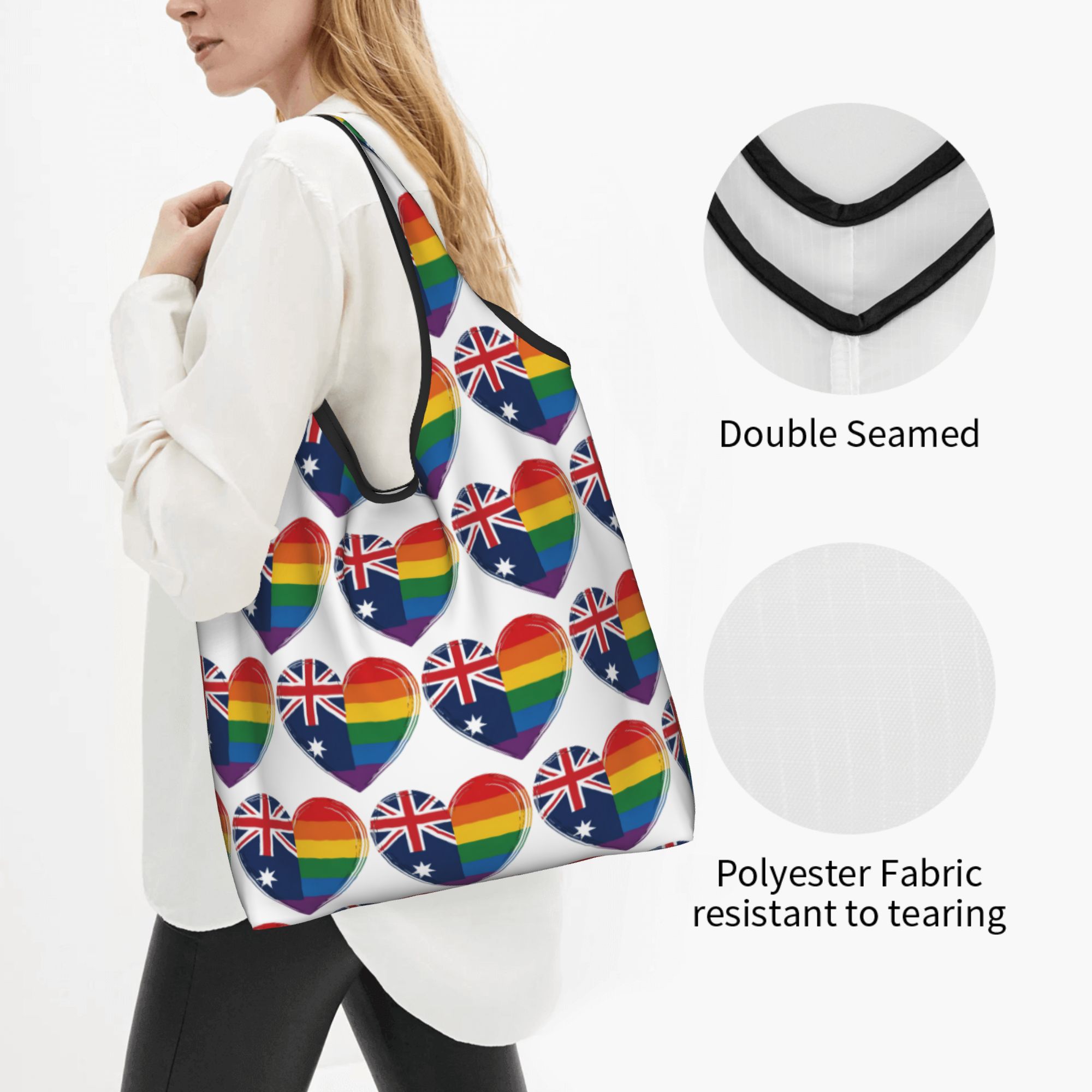 LGBTQ 호주 게이 프라이드 하트 식료품 토트 쇼핑백 - Women Bags Australia 리뷰 및 가격