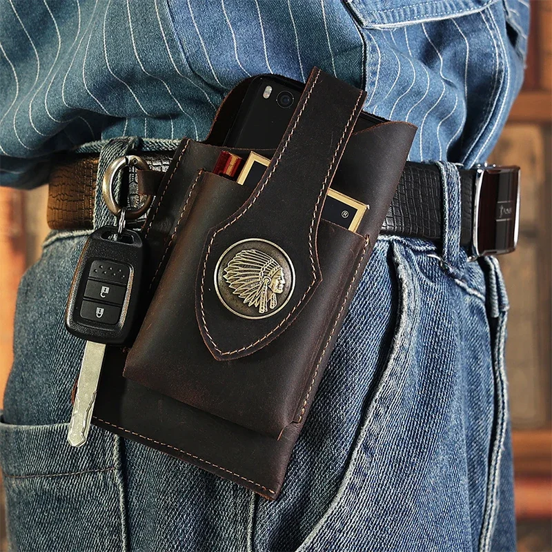 남성용 진짜 가죽 허리 가방, 휴대폰 가방, 남성 야외 - Saddle Bag Leather 리뷰 및 가격