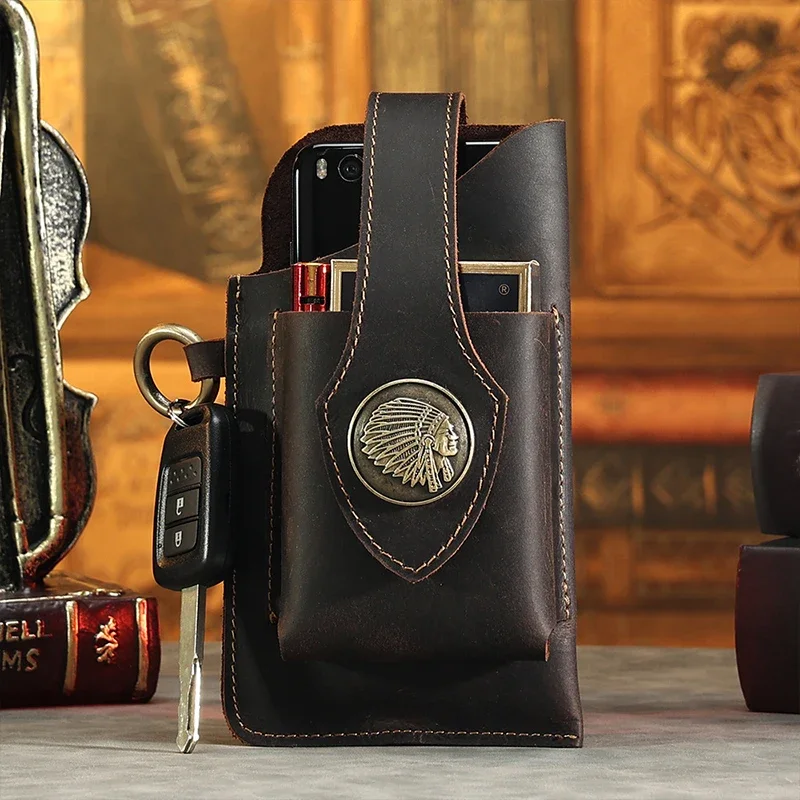 남성용 진짜 가죽 허리 가방, 휴대폰 가방, 남성 야외 - Saddle Bag Leather 리뷰 및 가격