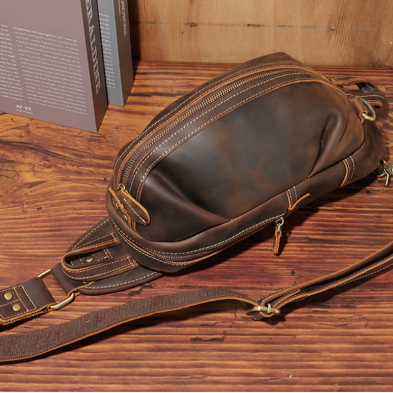 남성용 럭셔리 슬링 체스트 백, 진짜 가죽 다기능 숄더 - Saddle Bag Leather 리뷰 및 가격